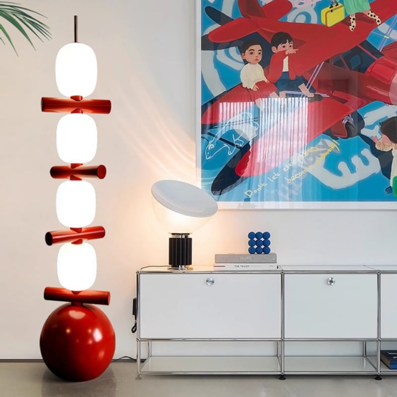 Stacked Round Iron Plastic LED Floor Lamp for Living Room Bedroom Playroom Decor