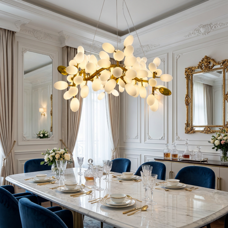Lyxig modern LED-glasbelysning för vardagsrum, hängande dekorativ grenlampa för sovrum