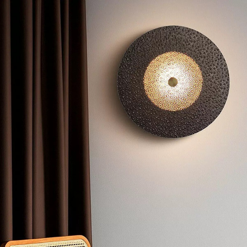 Italian-Style Black Round Glass Wall-Mounted Art Deco Lamp for Luxury Hotel Living room Bedroom Entrance Hall