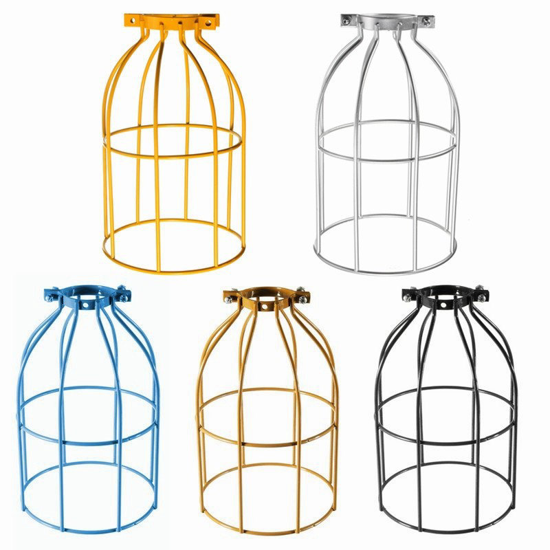 Industrial Bird Cage Iron Lamp Shade Custom Color for Vintage Pendant Lighting