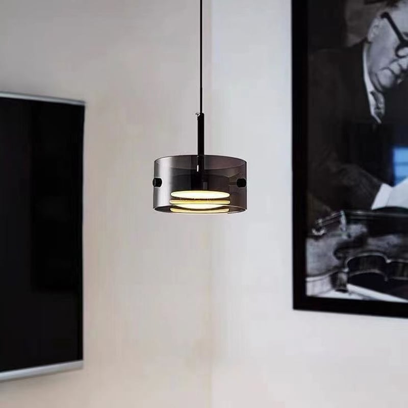 Modern Smoke Gray Glass Lampshade LED Bedroom Decoration Pendant Light