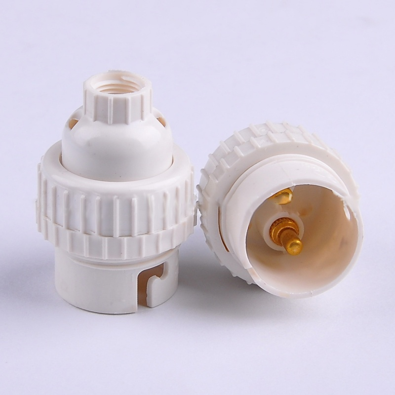 White Plastic B22 Lamp Holder 45mm Screw-Type for DIY Lighting Fixtures