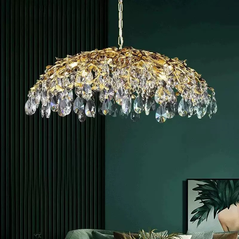 Luxe kroonluchter in parapluvorm met kristallen voor hotel-, restaurant-, woonkamer- en slaapkamerdecoratie