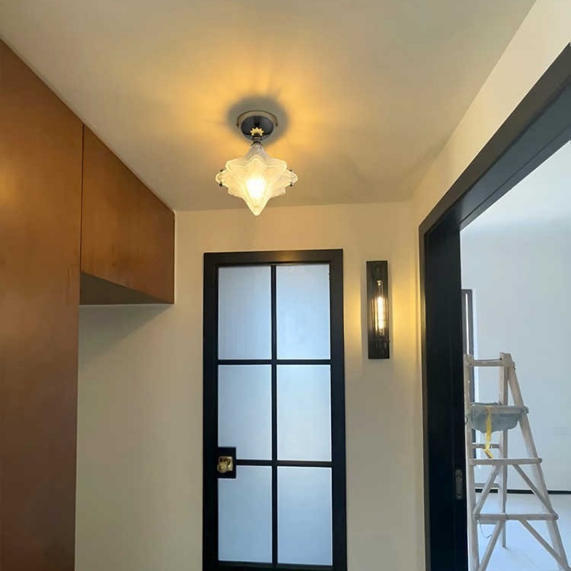 Đèn trần gắn âm trần hình ngôi sao bằng kính mạ vàng/mạ crôm, đui E27, điều chỉnh độ sáng ba màu