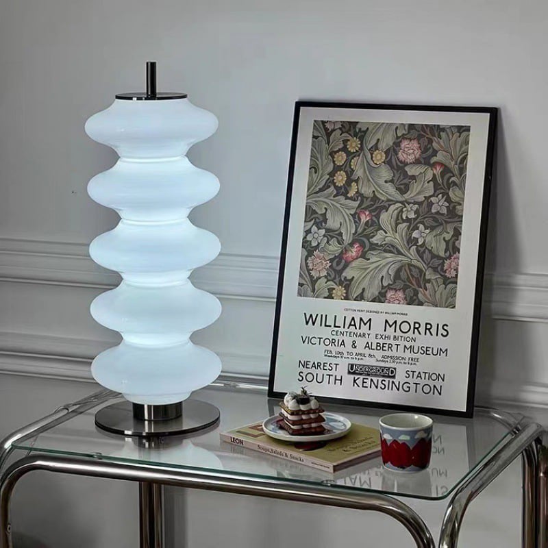 Danish Style Light Luxury Living Room Bedroom Ins White Glass Gourd Table Lamp