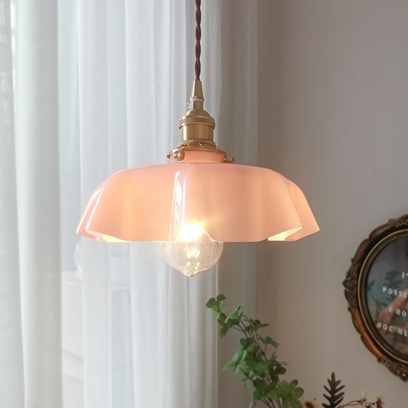 American Retro French Glass Cream Chandelier for Aisle Entrance Island Restaurant