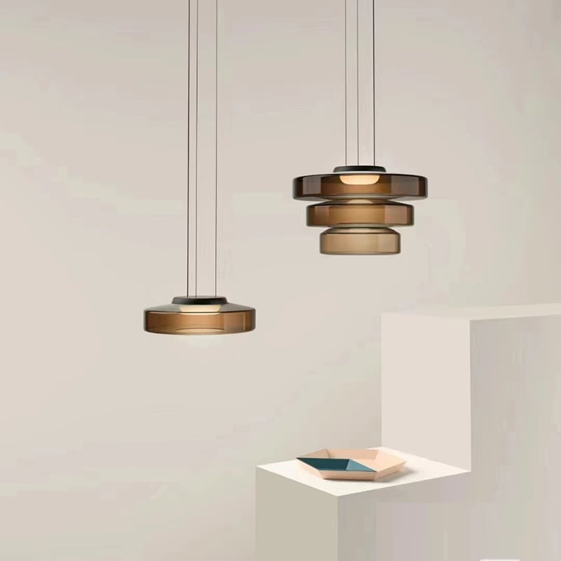 Nordic Living Room Single Layer Multi-layer Color Glass Decorative Pendant Light