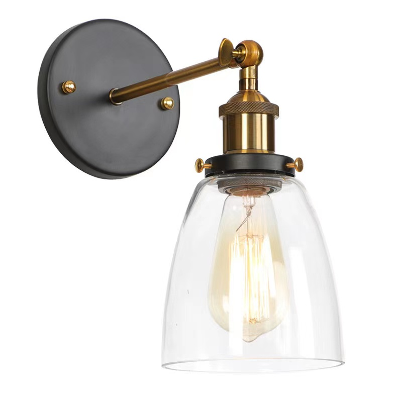 American Minimalist Vintage Hotel Restaurant Decorative Glass Wall Lamp with Adjustable Angle for Corridor Hallway