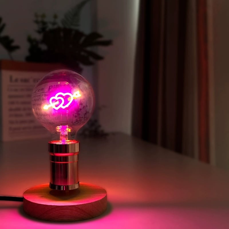 Retro Artistic Decorative Heart Bulb Pink Dimmable Light 
