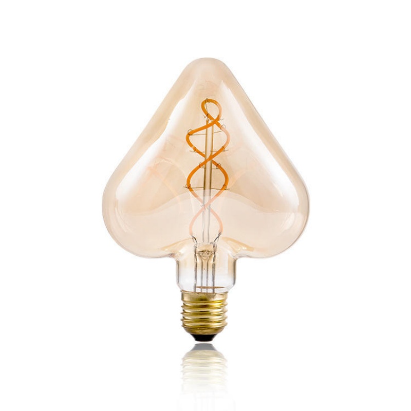 H125 Clear Soft Filament Heart-shaped LED Bulb for Bar Home Decor Lighting