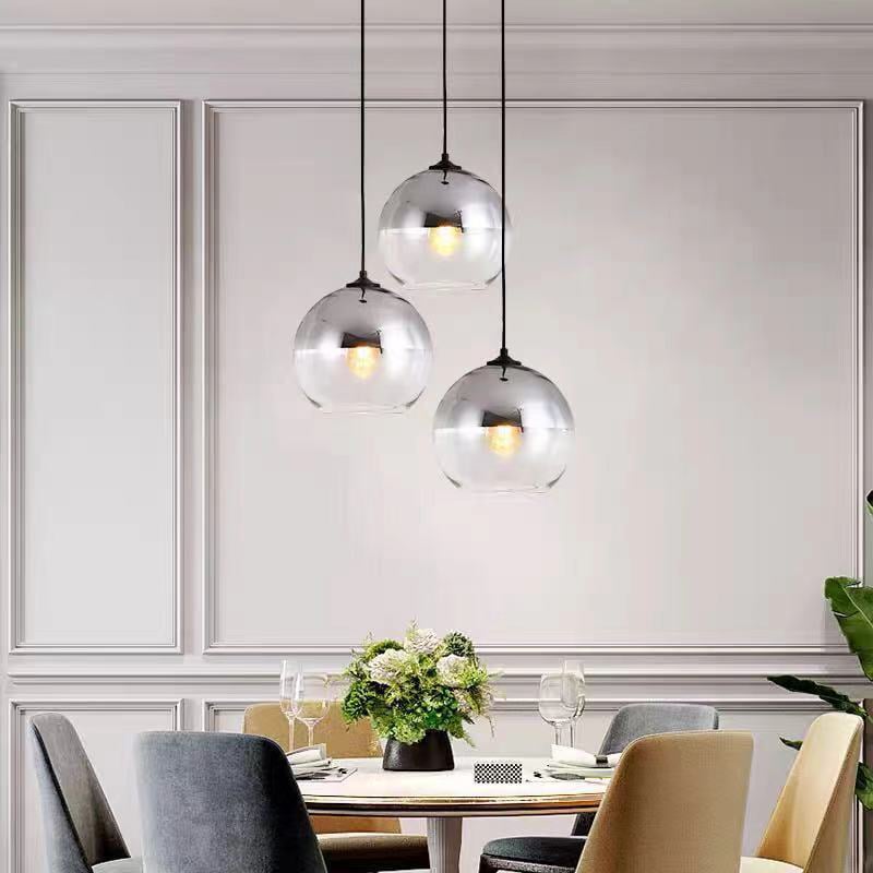 Modern Glass Circular Two-color Electroplated Combination Pendant Light for Home