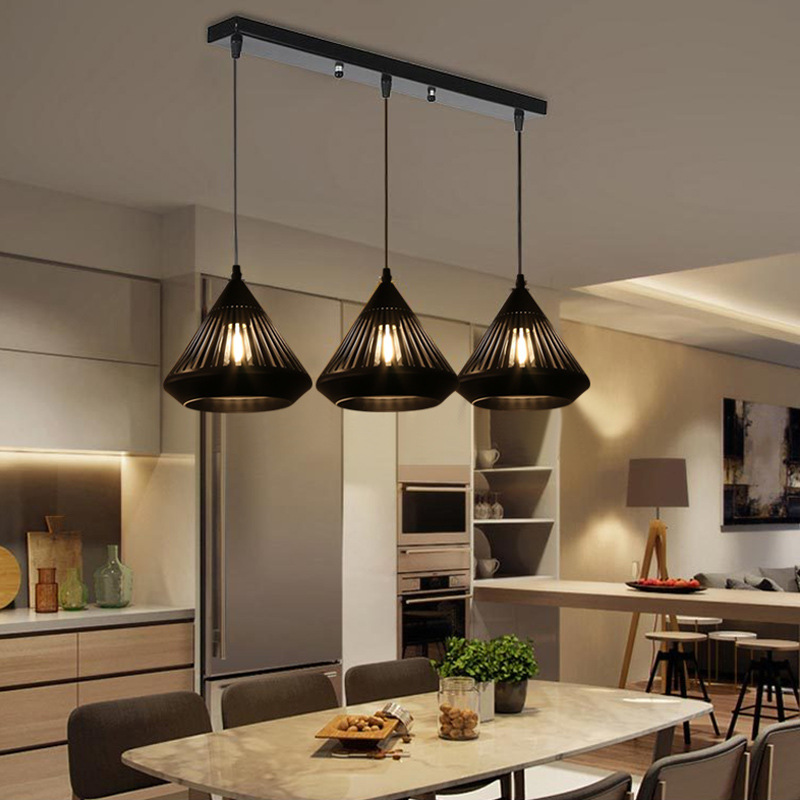 High Quality Vintage Industrial 3 Heads Black White Iron Cage Pendant Light Fixture