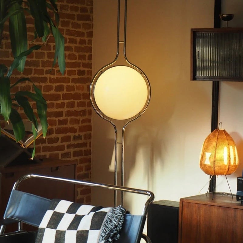 Modern Minimalist Round Globe Floor Lamp Metal Acrylic Foot Switch for Home Deco