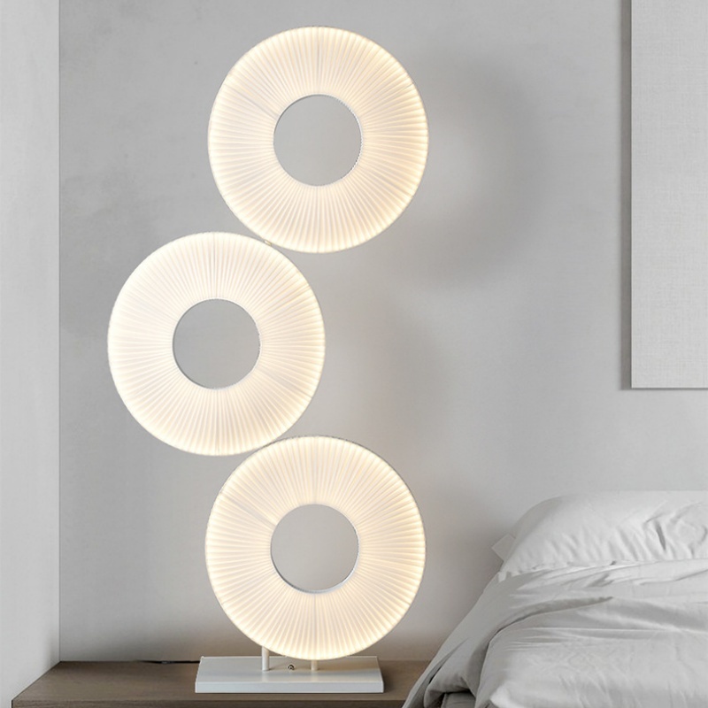 Triple Donut Metal Fabric LED Floor Lamp for Living Room Bedroom Modern Decor