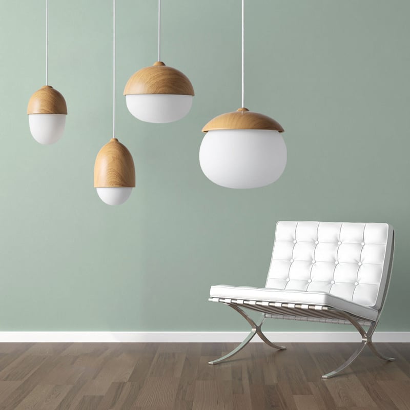 Nordic Home Dining Room Nut Chandelier Decorative Round Wood Hanging Lamp