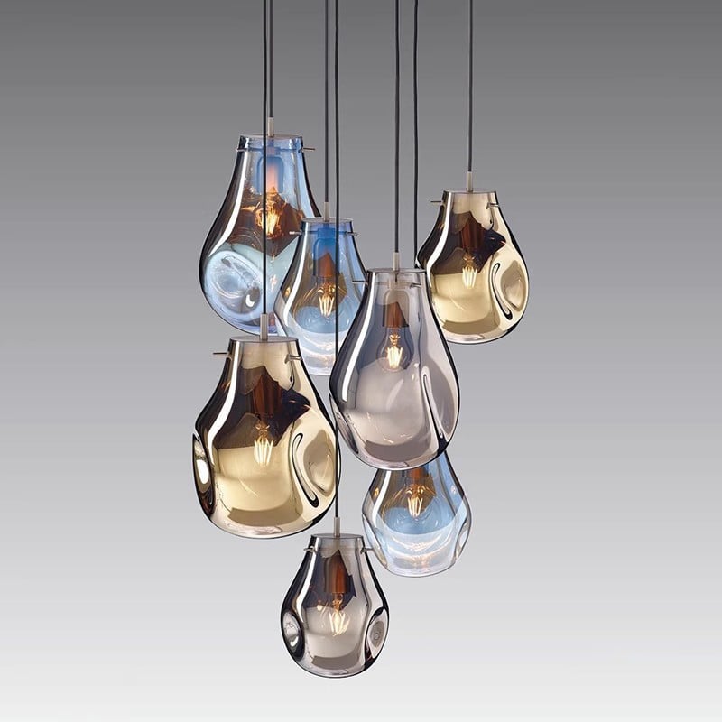 Modern Nordic Color Concave Glass Lamp Cover LED Pendant Light for Restaurant