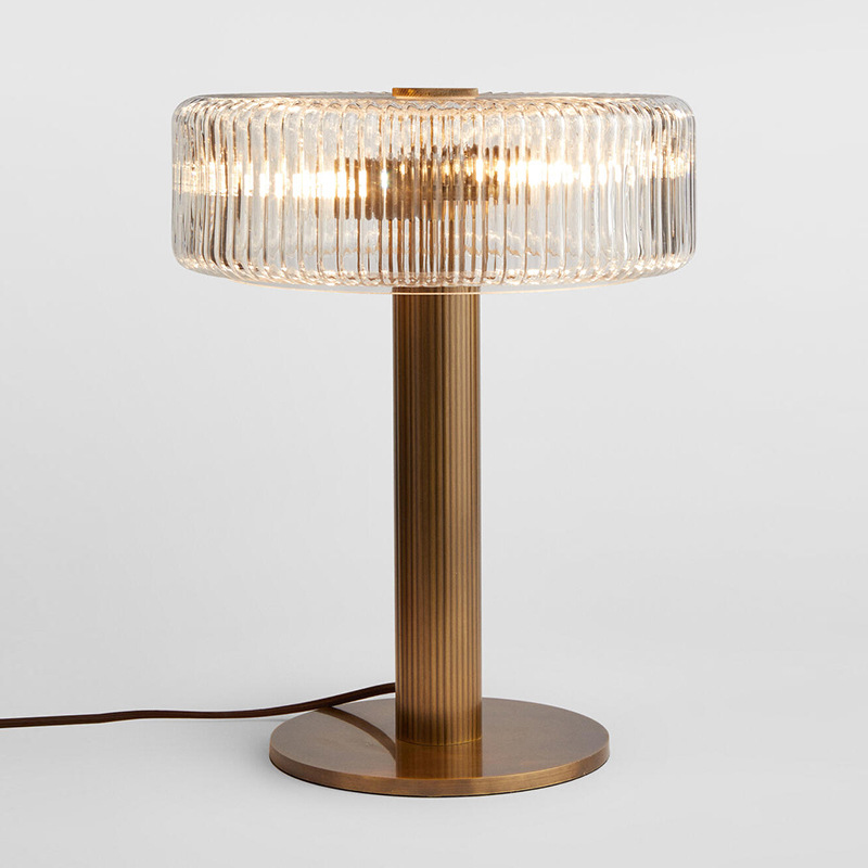 Modern Minimalist Transparent Glass Lampshade Metal Base Indoor Table Lamp
