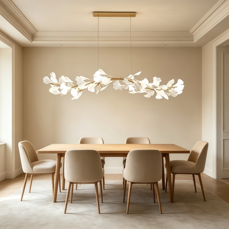 Modern Ginkgo Leaf Design Pendant Light Luxury Ceramic Decorative Dining Room Hanging Lamp for Home Hotel