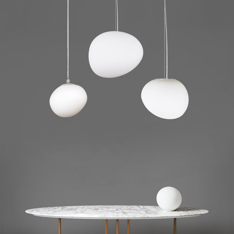 Nordic White Irregular Shaped Pebble LED Pendant Light for Shopping Mall Villa