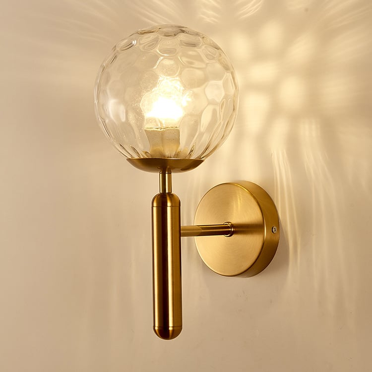 Hotel Indoor Decorative Gold Black Metal Led Glass Wall Sconce with Iron Body 3000K Warm White