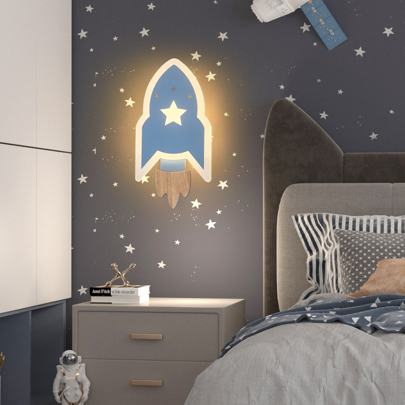 New Design Creative Rocket Indoor Bedroom Bedside Children's Room LED Wall Light