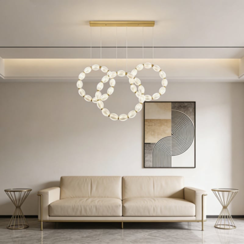 Modern Minimalist Three-Ring Chandelier for Hotel Home Decor Lighting