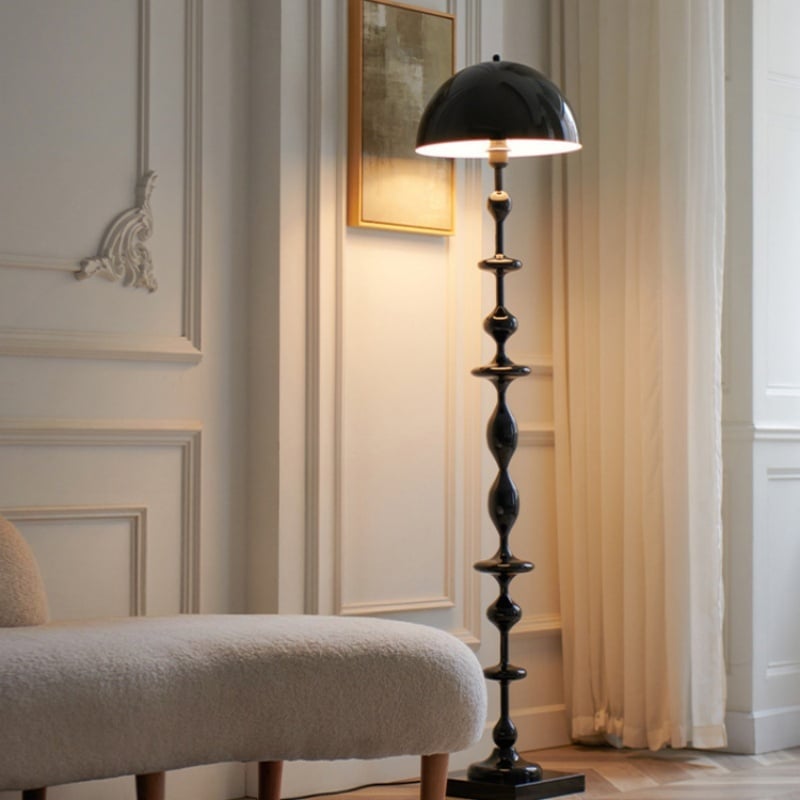 Vintage Beaded Metal Dome LED Floor Lamp for Living Room Bedroom Decor