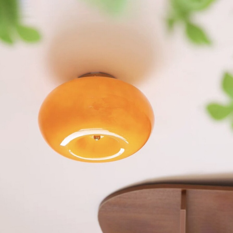 Đèn trần chìm LED bằng kính màu trắng sữa/cam và kim loại, điều chỉnh độ sáng ba màu