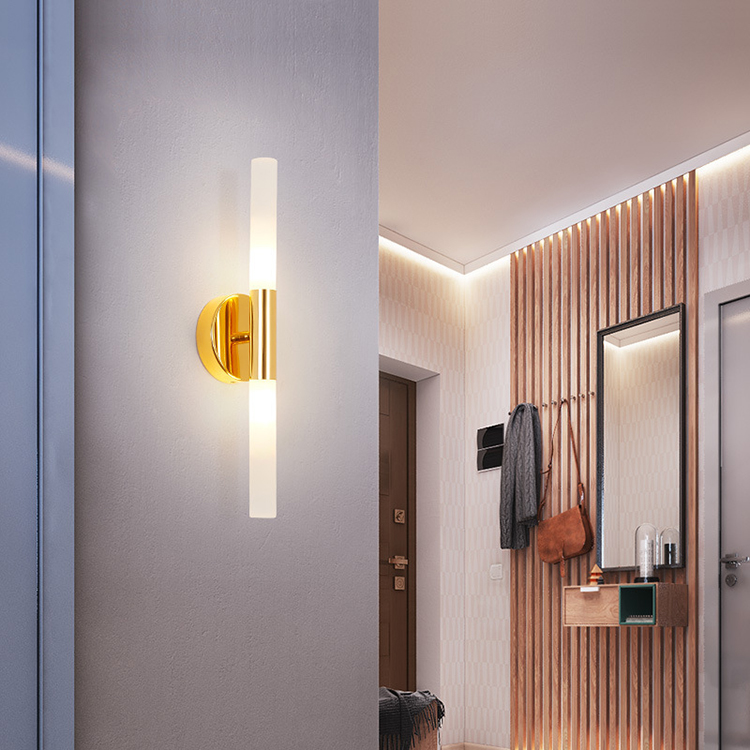 Modern Metal Tube Pipe Gold/Black Wall Sconce for Bath Bedside Mirror Ffront Lamp 