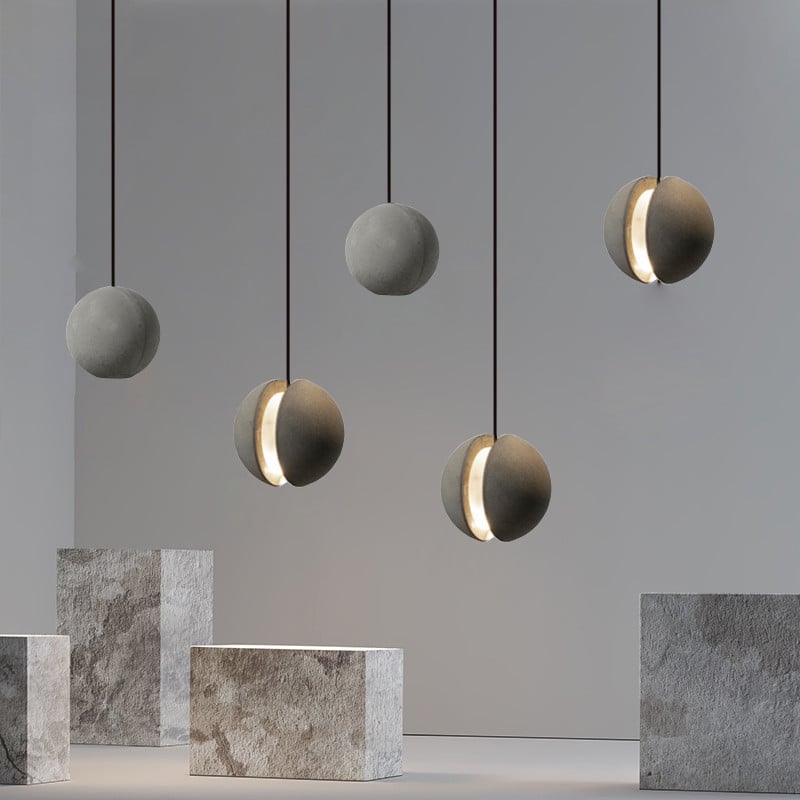 Nordic industrial-style Star Moon Globe concrete pendant light for hotels restaurants bedrooms and bars