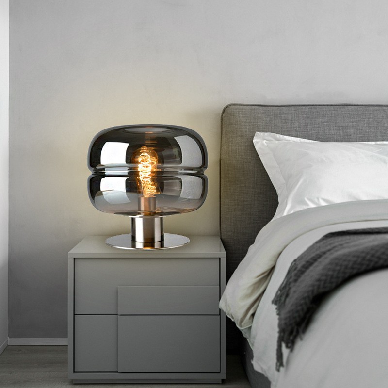 Light Luxury Creative Glass Lampshade Metal Base INS Style Decorative Table Lamp