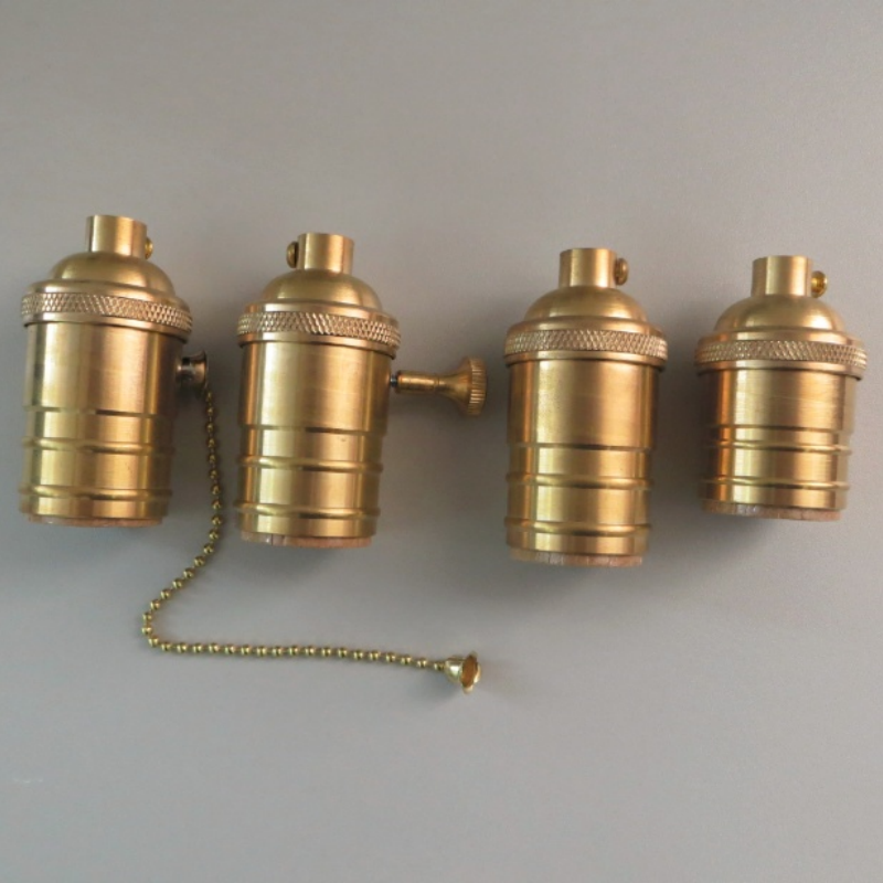 Vintage Brass Lamp Holder No Rings Knob/Zipper Switch 55/70mm for DIY Lighting