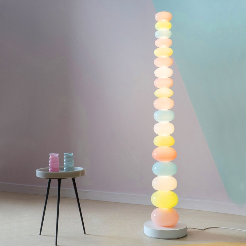 Colorful Candy LED Floor Lamp with Metal Glass & Foot Switch for Home Decor
