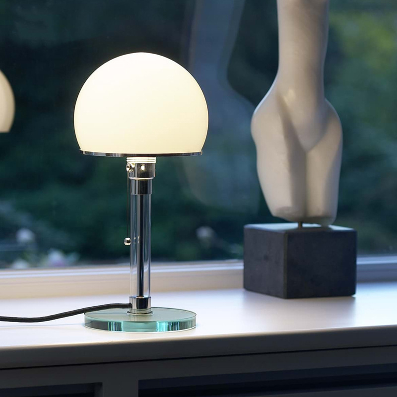 Danish Medieval Style Bedroom Bedside Bauhaus Glass Base Ball LED Table Lamp