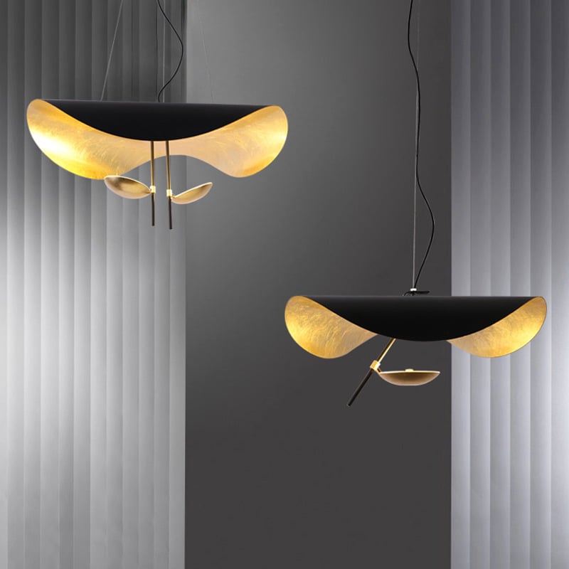 Italian Black Gold Color Lotus Leaf LED Restaurant Decoration Pendant Light