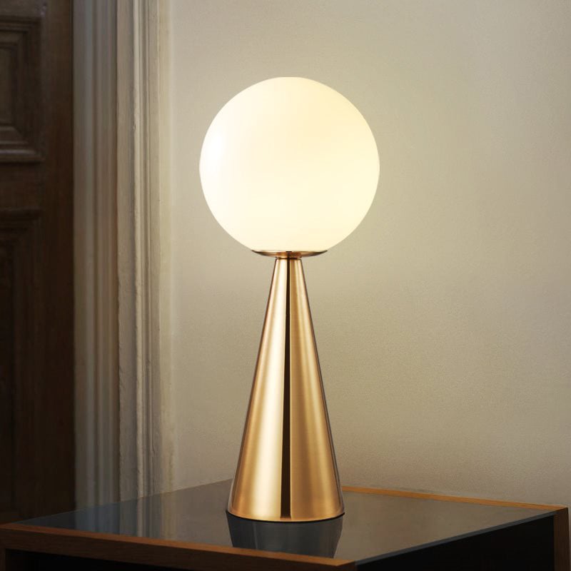 Nordic Light Luxury Metal Cone Base White Glass Ball Home Room  LED Desk Lamp