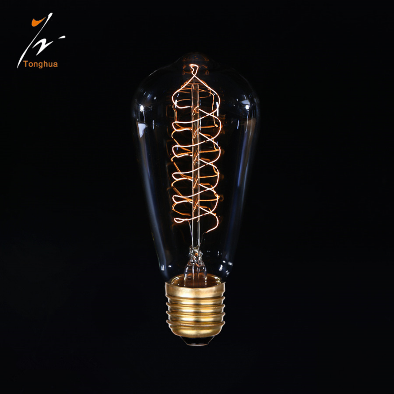 ST64 Retro Spiral Filament Edison Bulb for Indoor Outdoor Lighting
