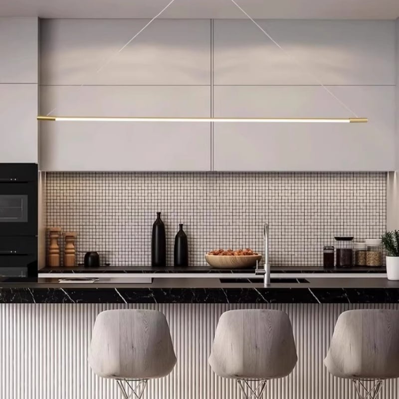 Modern Creative Art Linear Chandelier Golden Pendant Light Various Shape for Living Room Kitchen Decor