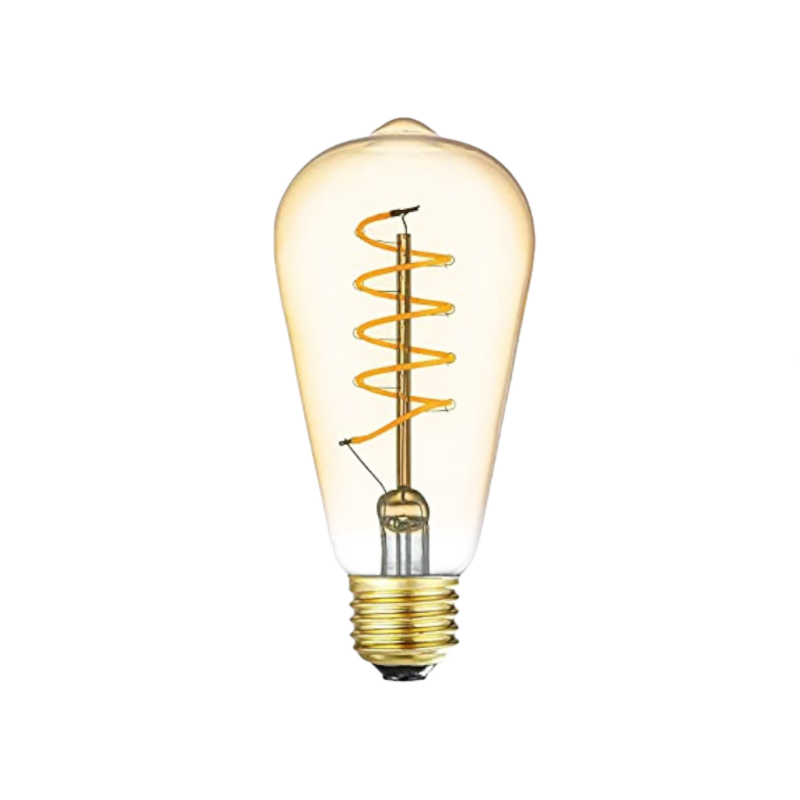ST58 Clear Soft Filament Spiral-shaped LED Bulb for Lighting