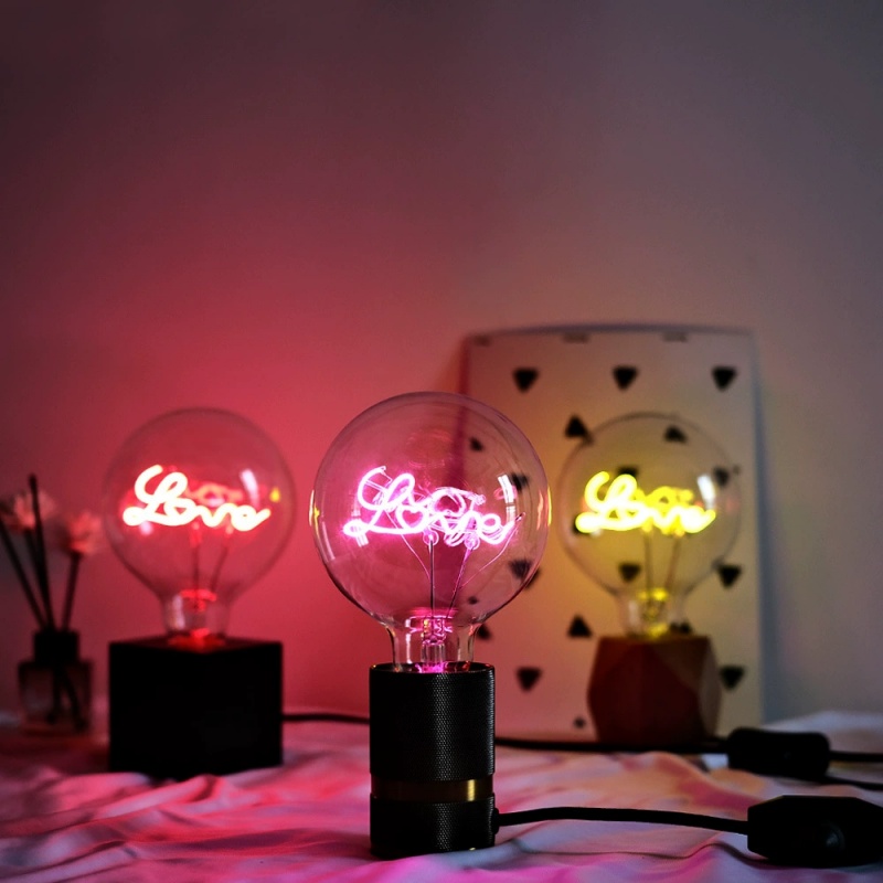 G125 Yellow/Pink/Red Light LED Bulb Neon LOVE  Letter Bulb Dimmable Light