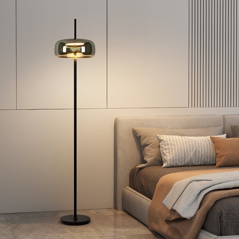 Modern Arc Floor Lamp Marble Base Metal Glass 3-Color Dimming Foot Switch
