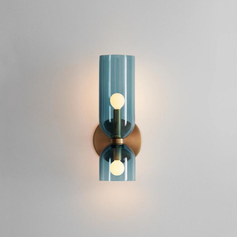 Minimalist Two Heads Multi-Color Glass Wall Lamp for Hotel Restaurant Home Decor 