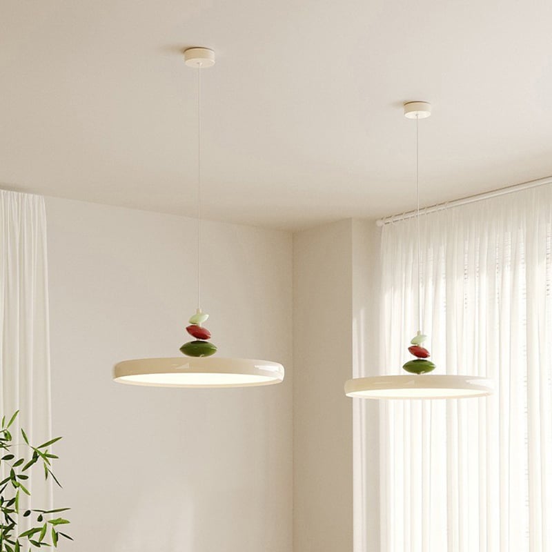 Simple Cream Style Restaurant White Aluminum Lampshade LED  Pendant Light