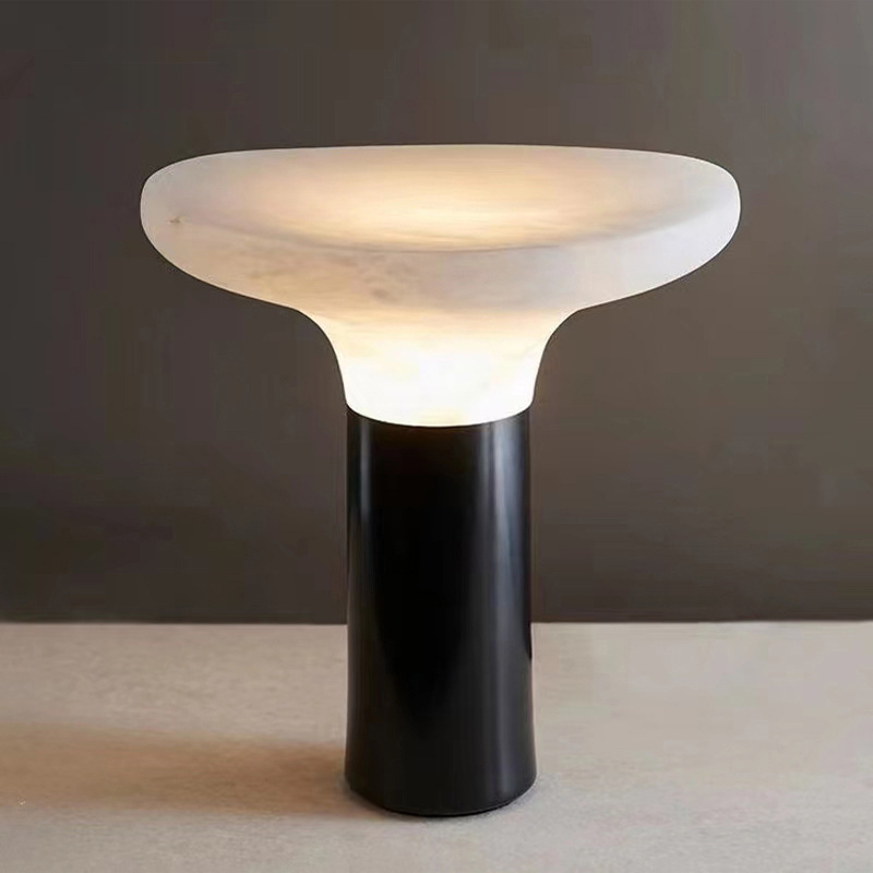 Nordic Minimalist Imitation Marble Bedroom Headboard Resin LED Art Table Lamp
