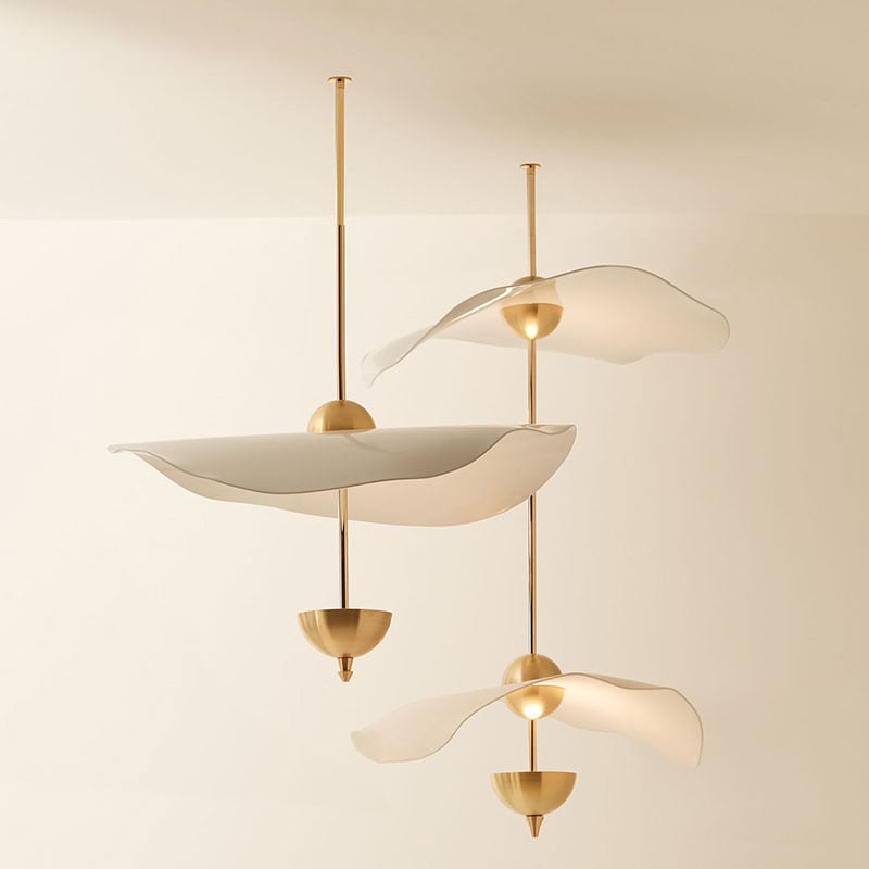 Nordic Modern Restaurant Gold Single Double Layer White LED Petal Pendant Light
