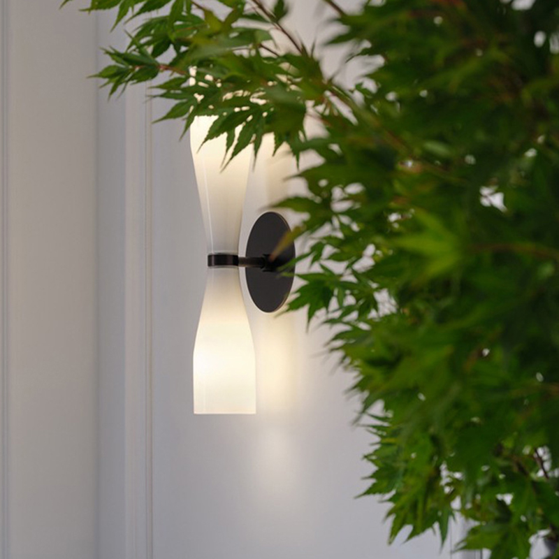 Brass Double Cone Wall Lamp Minimalist Frosted Glass Indoor LED Lighting