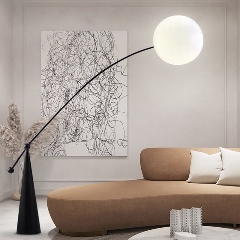 Modern Arc Globe LED Floor Lamp Metal Glass Foot Switch for Home Decor
