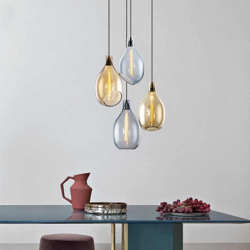 Simple Creative Slanted Glass Cover Indoor LED Pendant Light for Restaurant