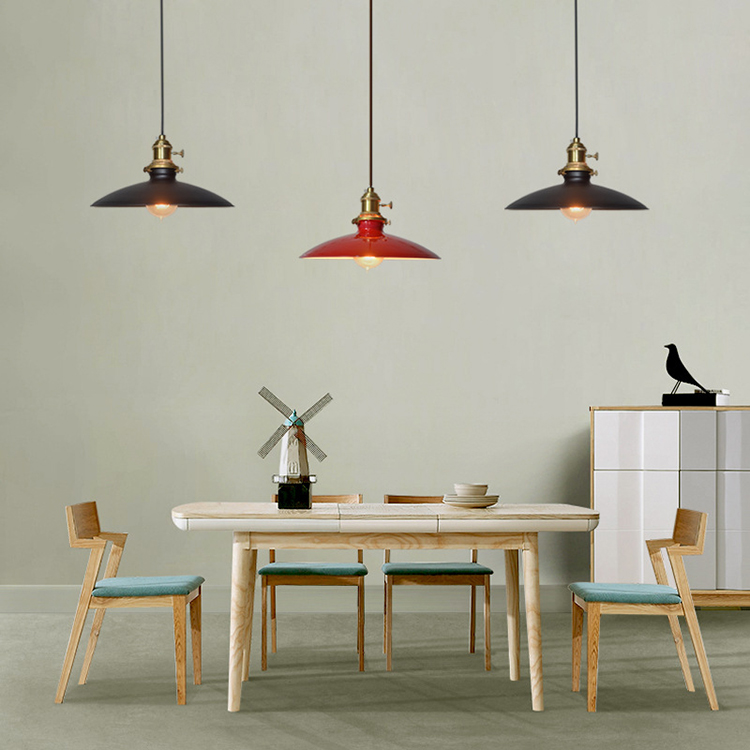 Vintage Simple Black Iron Pendant Light Home Decor Metal Shell Luminaire Hanging Light