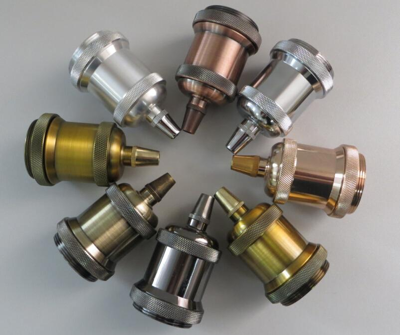 Vintage Knurled Aluminum E26/E27 Lamp Holder 70mm Multi-Color for DIY Lighting